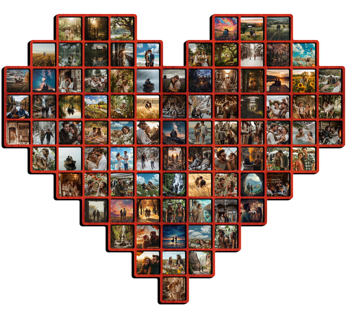 Magnetic Wooden Photo Frame 'Heart for 91 Moments' - Gift for the