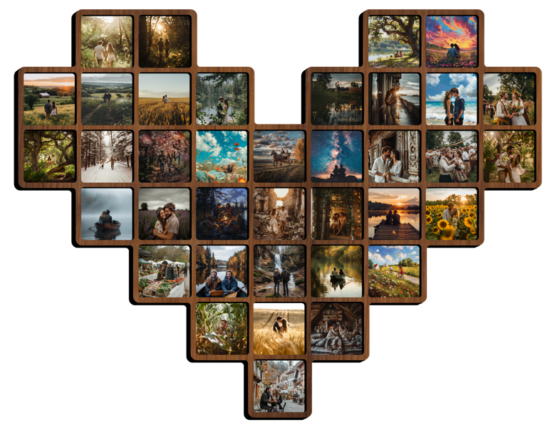 Magnetic Photo Frame 'Heart for 37 Moments' 67x52cm/58x45cm