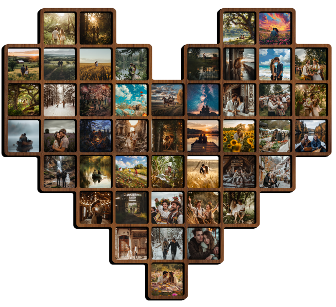 Magnetic Photo Frame 'Heart for 46 Moments' 67x59cm/58X51cm/49x43cm