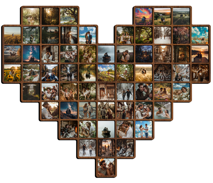 Magnetic Photo Frame 'Heart for 63 Moments' 71x58cm/60x49cm