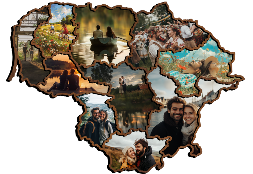 Magnetic Photo Frame 'Lietuva: Lietuvos Apskritys' 57x41cm